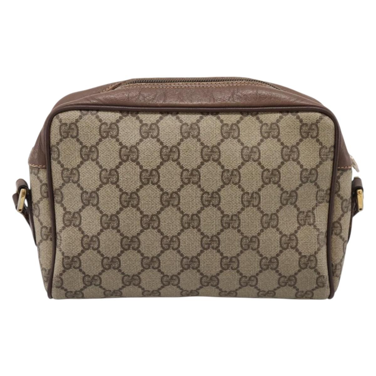 GUCCI GG Supreme Web Sherry Line Bag PVC Beige Gold 001 44 6655 Auth 198265