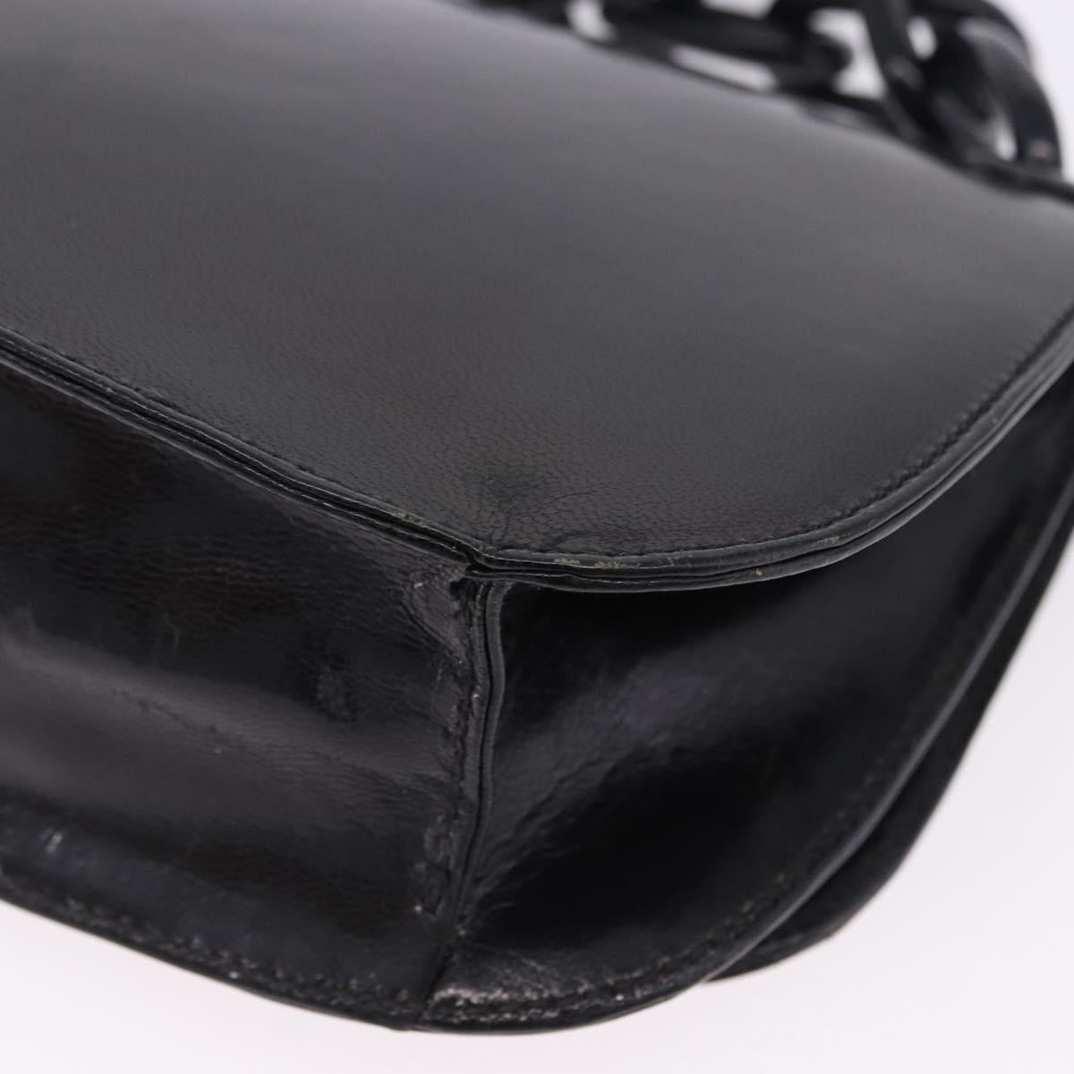 PRADA Chain Shoulder Bag Leather Black Auth 198267V
