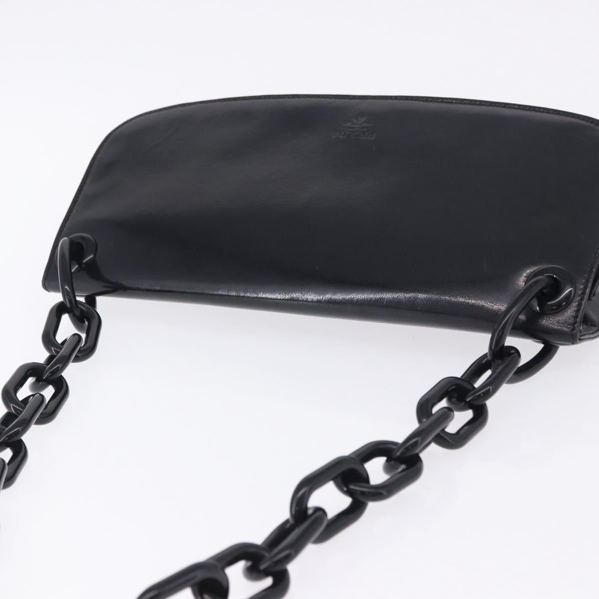 PRADA Chain Shoulder Bag Leather Black Auth 198267V