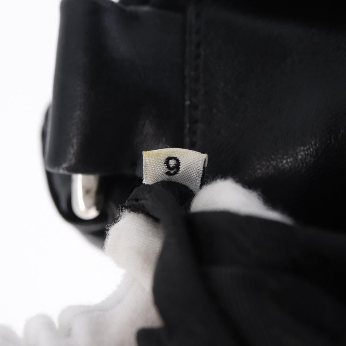PRADA Hand Bag Leather Black Silver Auth 198268V
