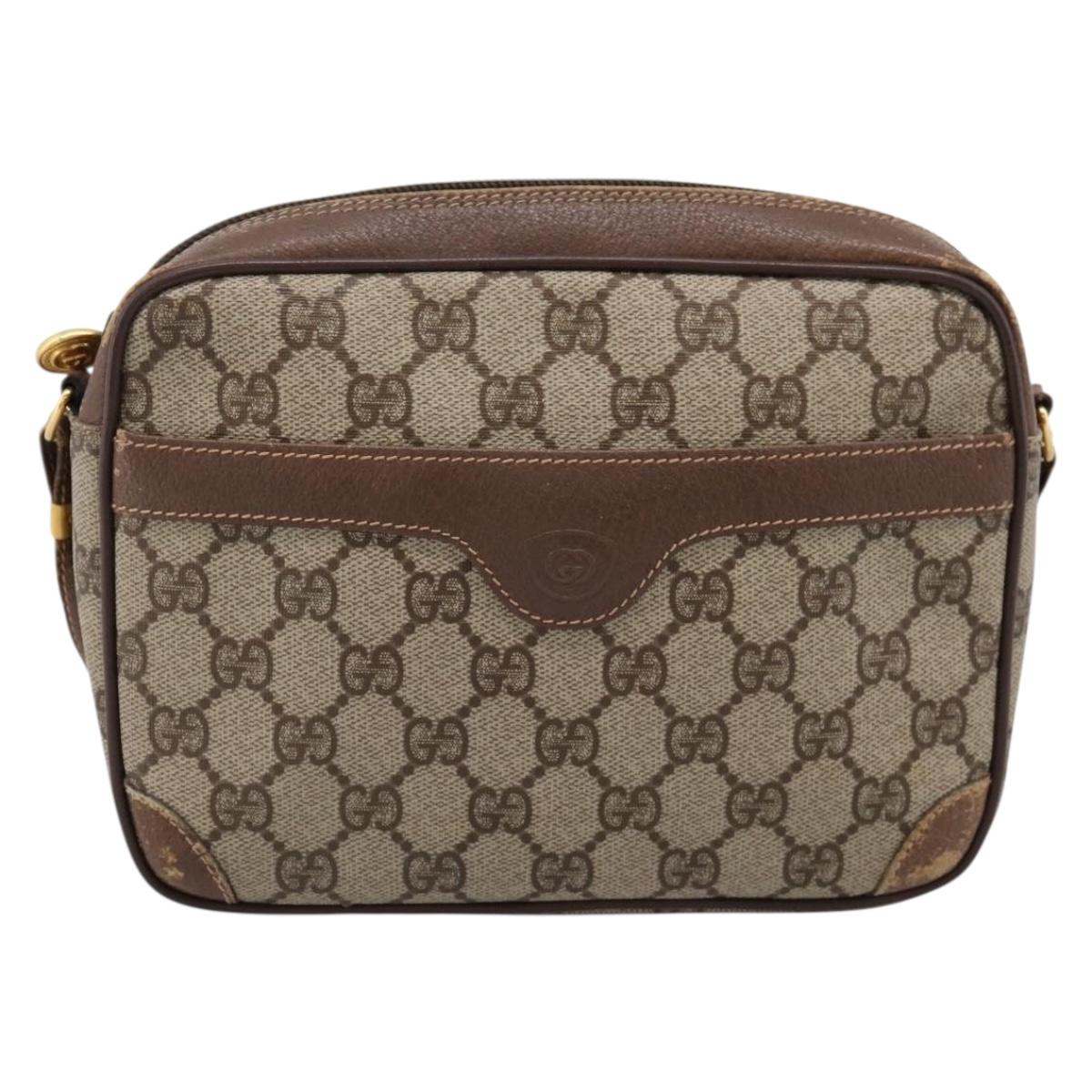 GUCCI GG Supreme Shoulder Bag PVC Beige Gold 007 115 6423 Auth 198269