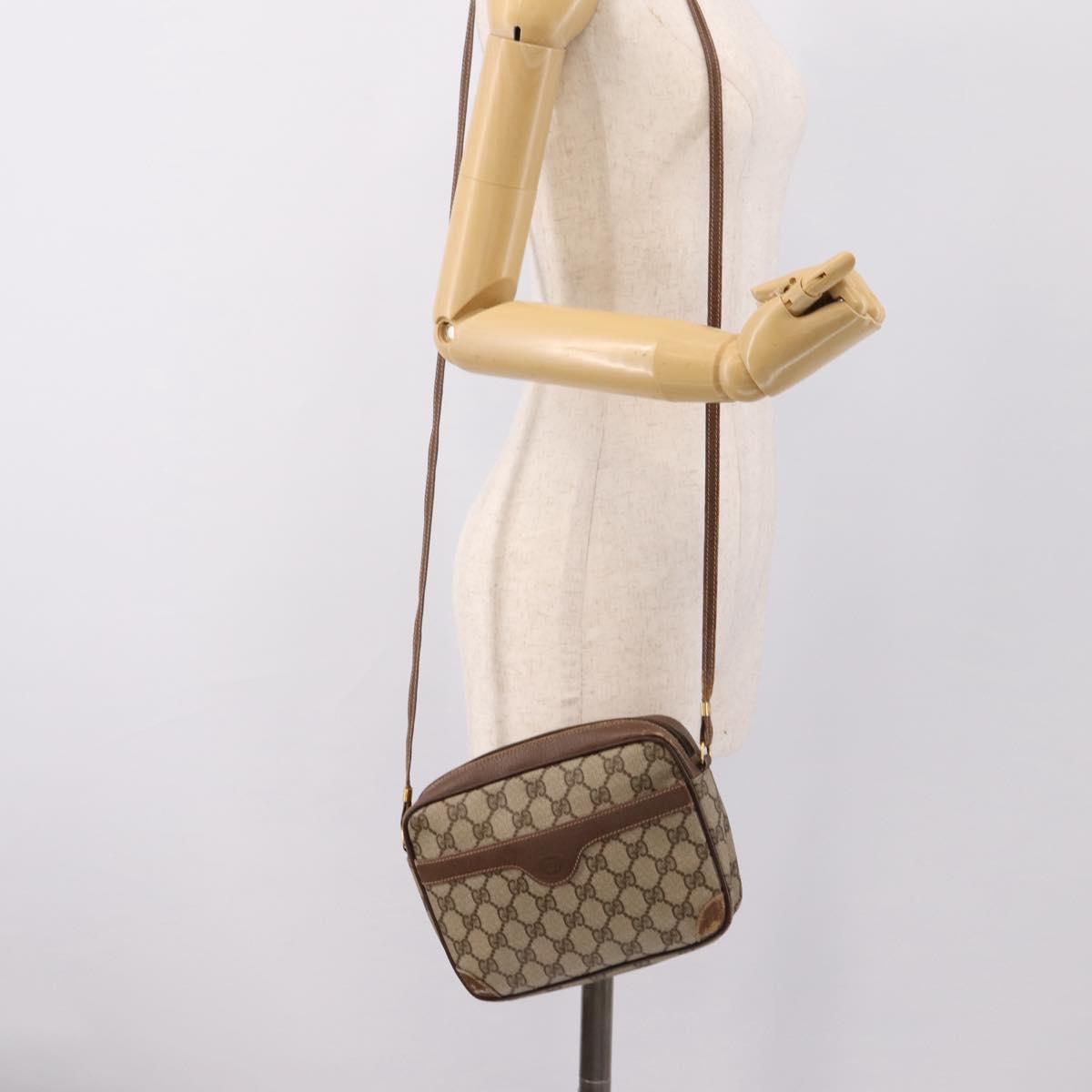 GUCCI GG Supreme Shoulder Bag PVC Beige Gold 007 115 6423 Auth 198269