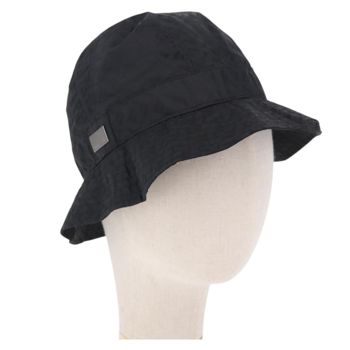 FENDI Zucca Canvas Hat Nylon M Black Auth 198272V