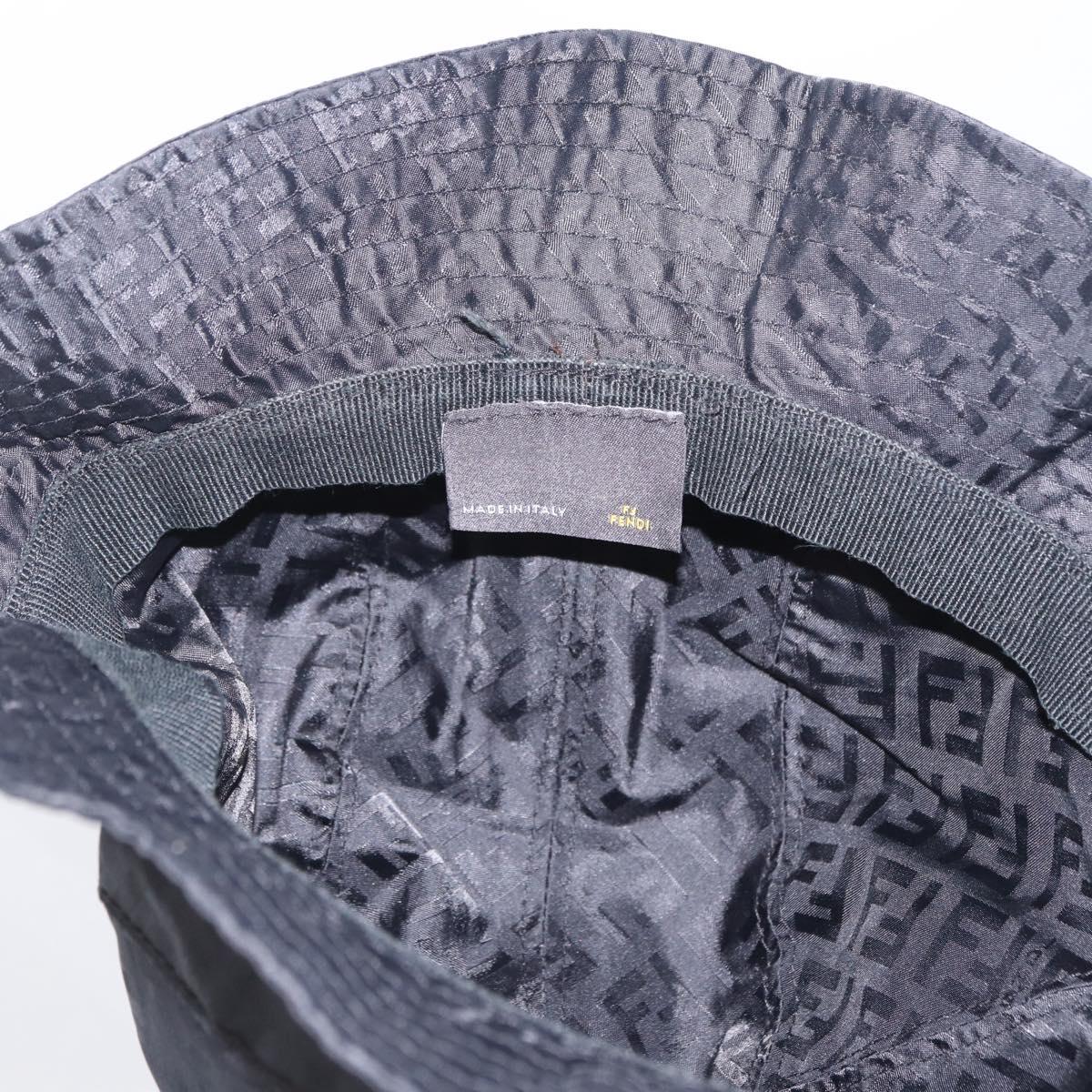 FENDI Zucca Canvas Hat Nylon M Black Auth 198272V