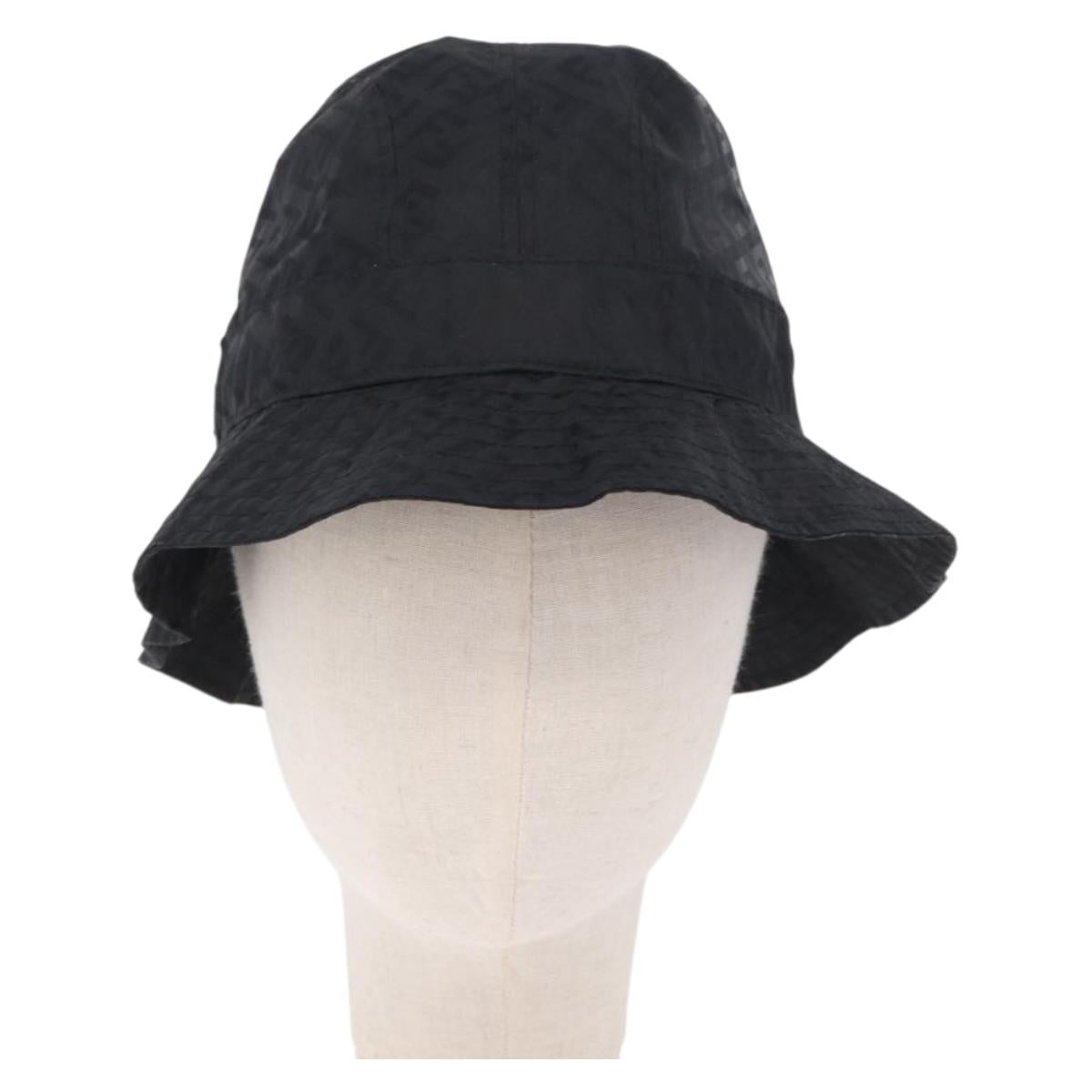 FENDI Zucca Canvas Hat Nylon M Black Auth 198272V