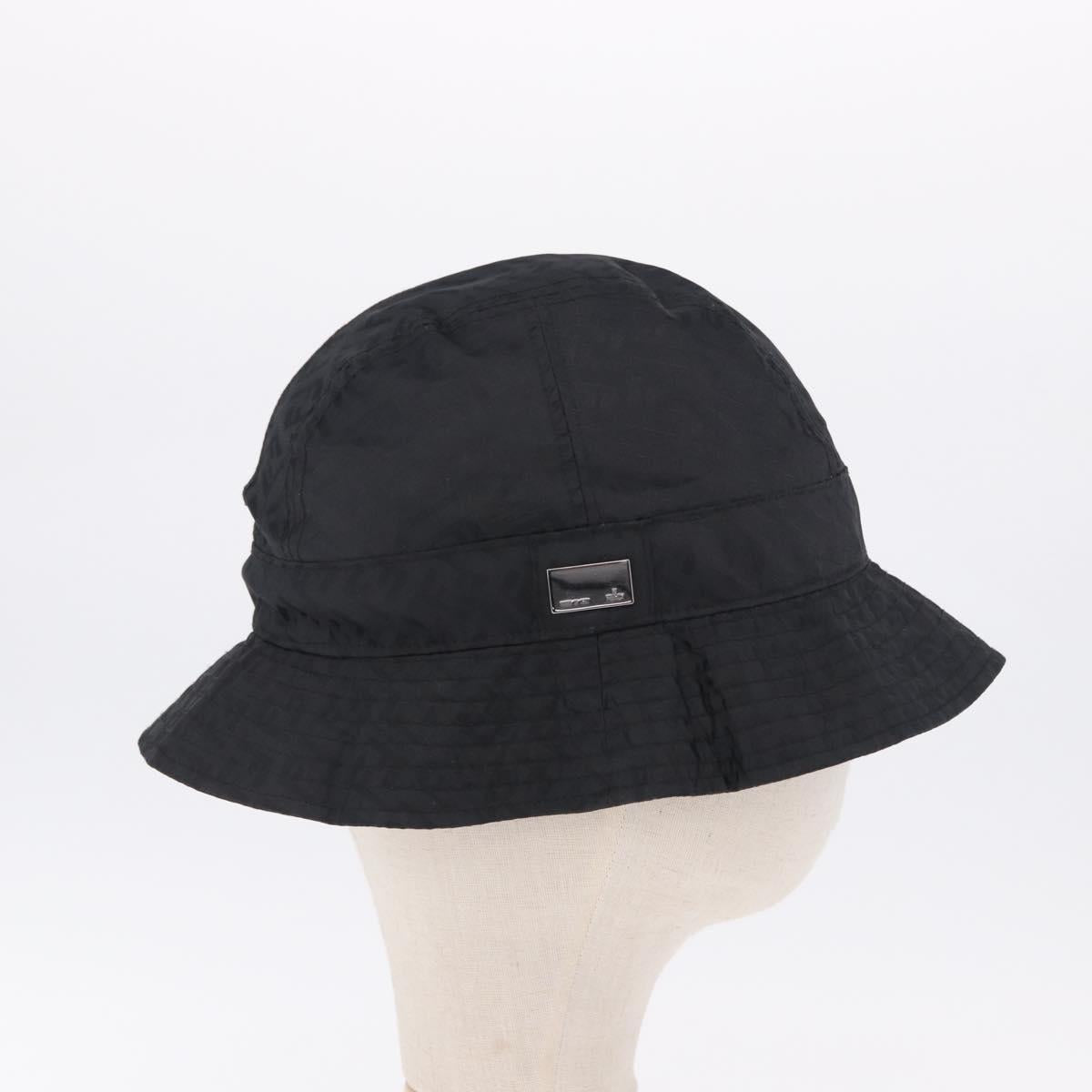 FENDI Zucca Canvas Hat Nylon M Black Auth 198272V