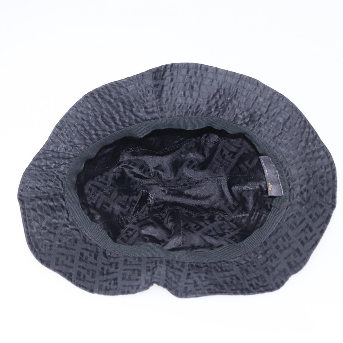 FENDI Zucca Canvas Hat Nylon M Black Auth 198272V