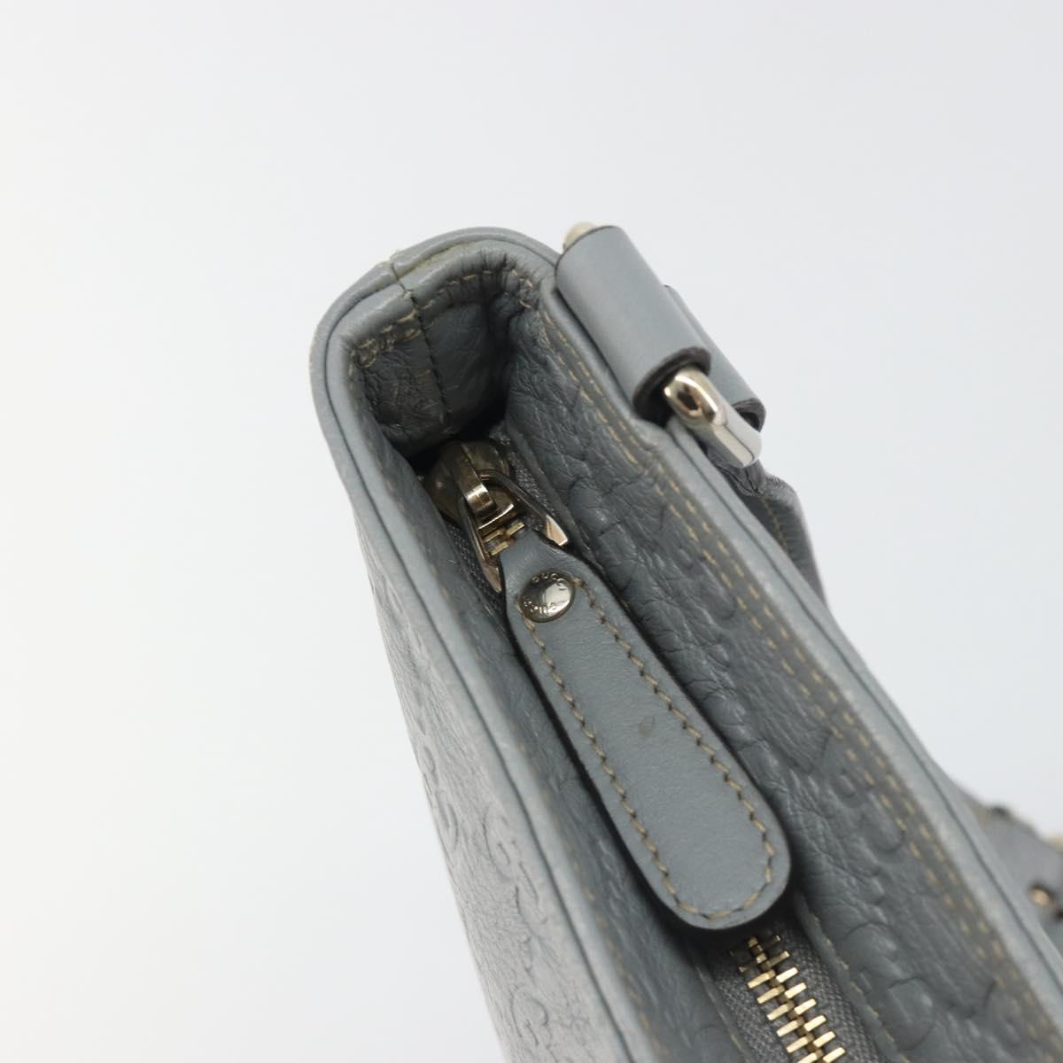GUCCI Guccissima GG Canvas Shoulder Bag Leather Gray Gold 201538 Auth 198273A