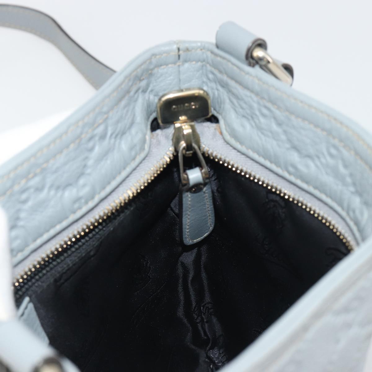 GUCCI Guccissima GG Canvas Shoulder Bag Leather Gray Gold 201538 Auth 198273A