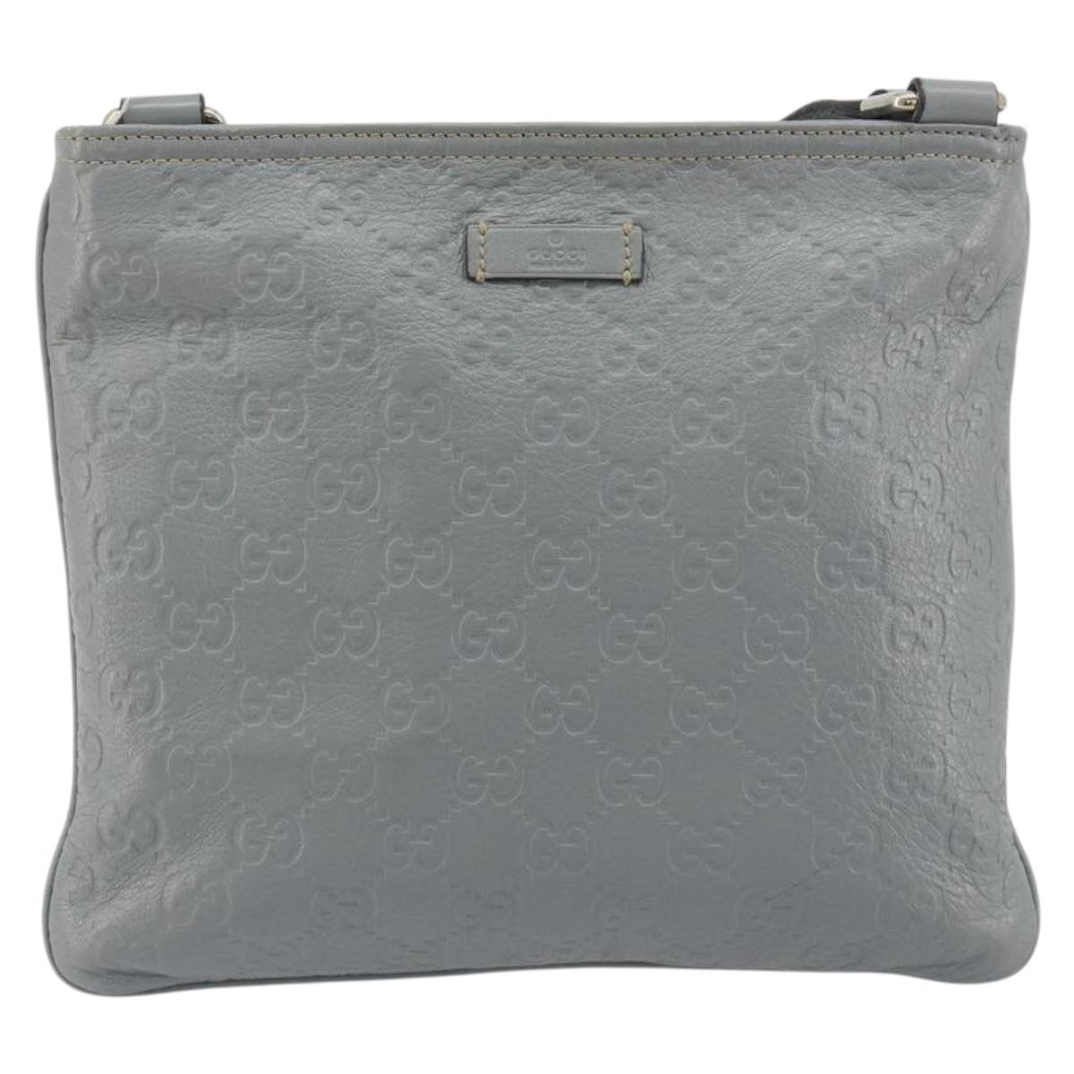 GUCCI Guccissima GG Canvas Shoulder Bag Leather Gray Gold 201538 Auth 198273A
