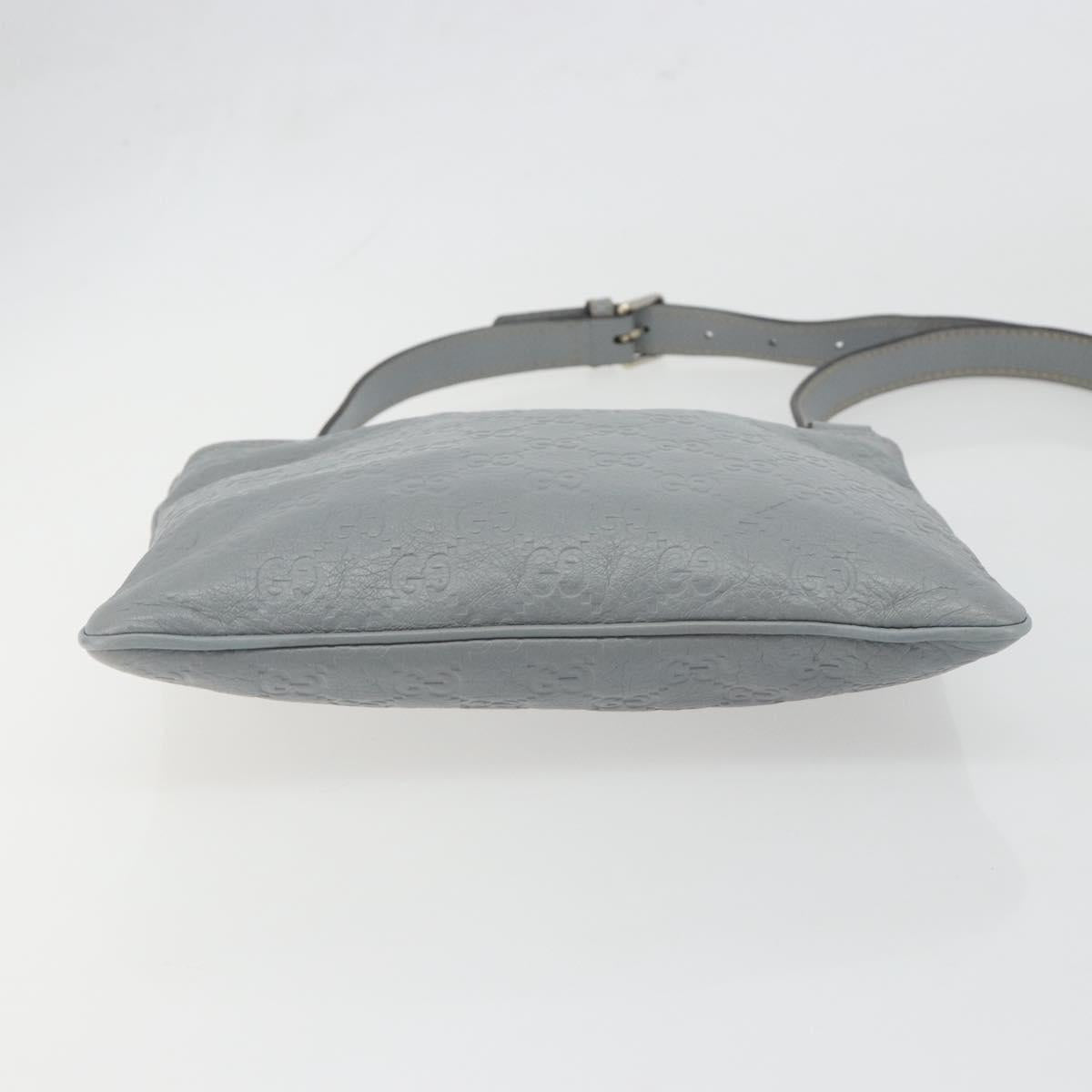 GUCCI Guccissima GG Canvas Shoulder Bag Leather Gray Gold 201538 Auth 198273A