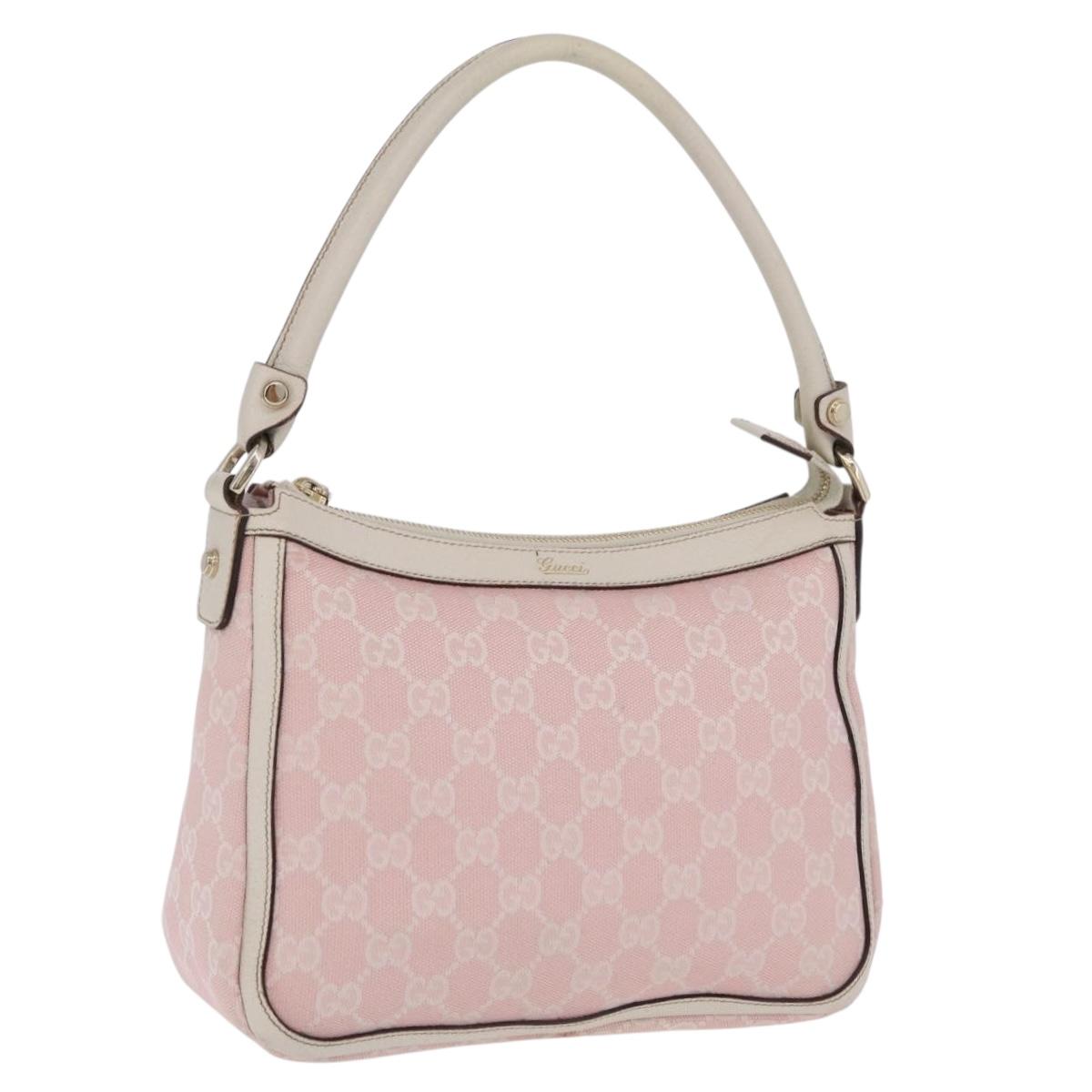GUCCI GG Canvas Abbey Shoulder Bag Pink Gold Tone 146244 Auth 198274V
