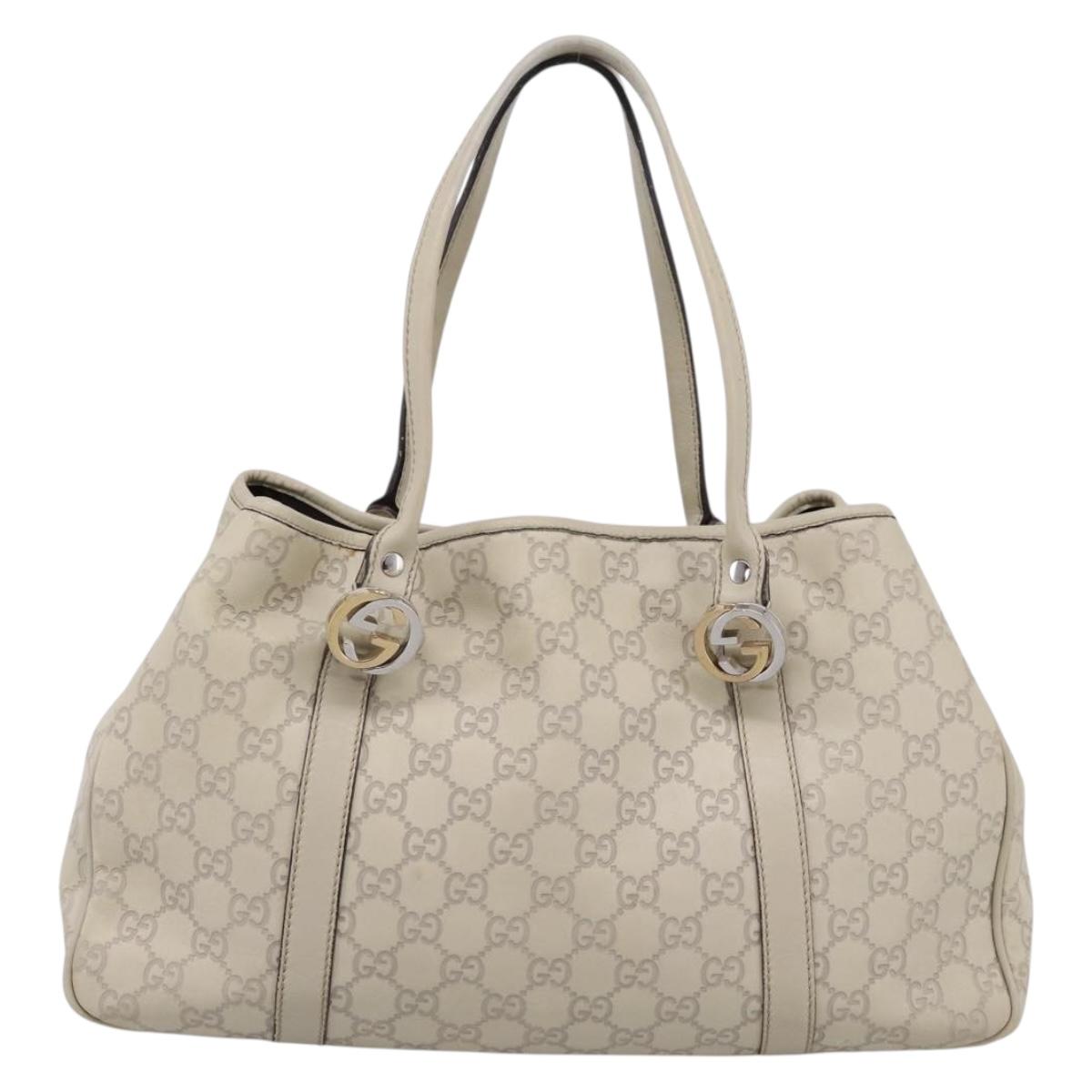 GUCCI GG Canvas Miss GG Guccissima Bag Leather Ivory Silver 232957 Auth 198276V