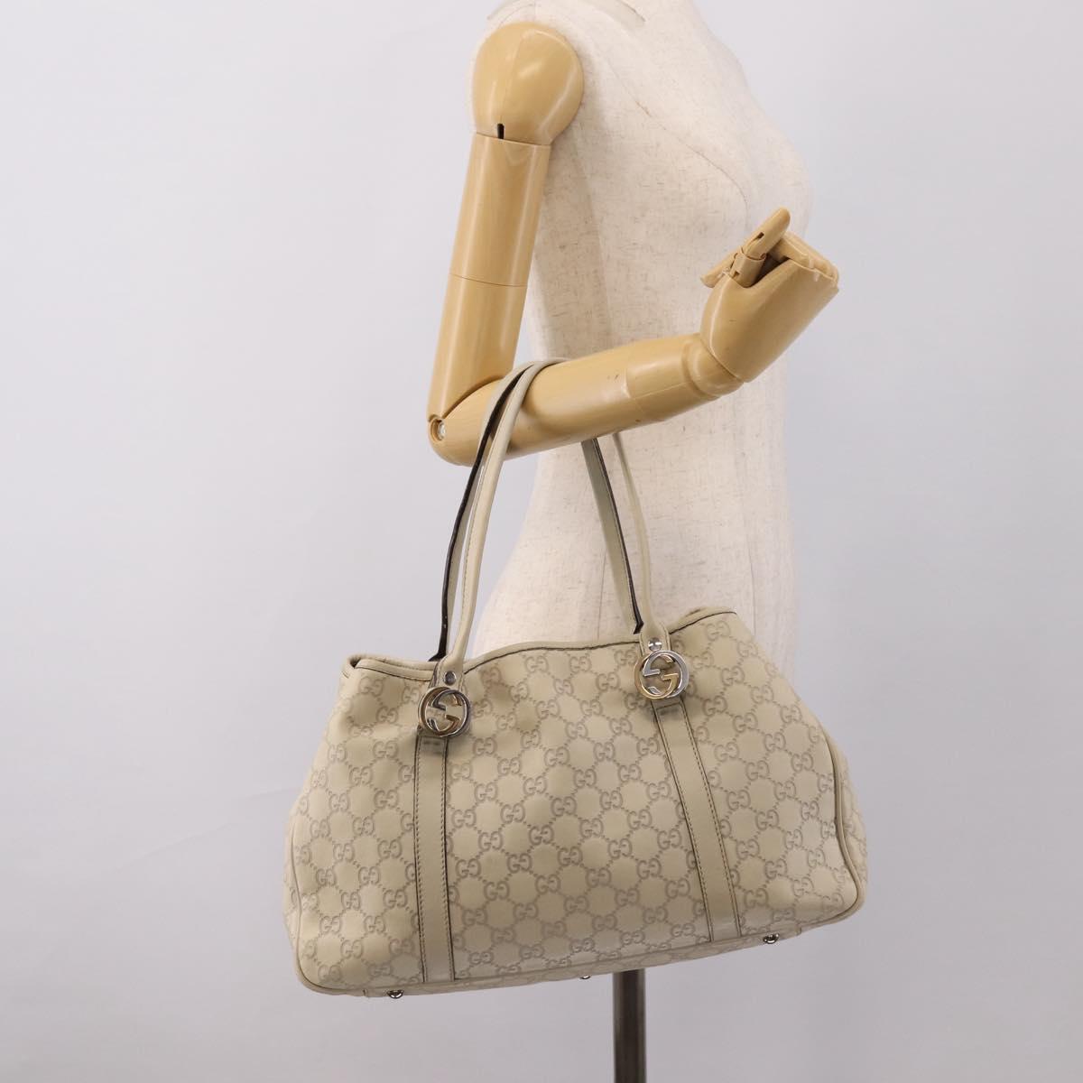 GUCCI GG Canvas Miss GG Guccissima Bag Leather Ivory Silver 232957 Auth 198276V