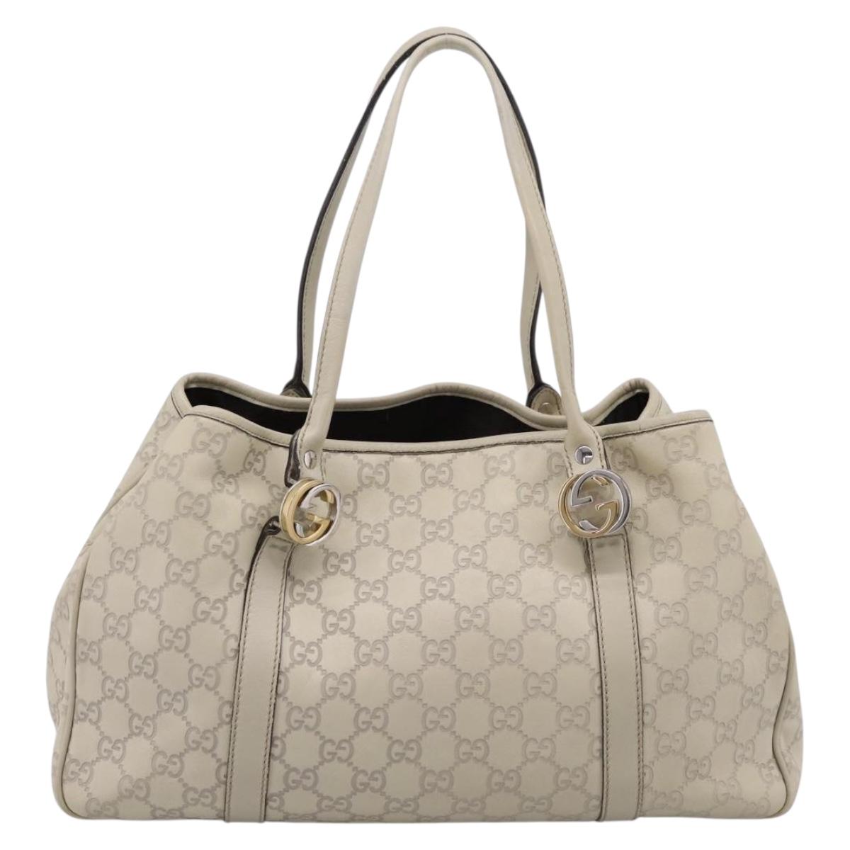 GUCCI GG Canvas Miss GG Guccissima Bag Leather Ivory Silver 232957 Auth 198276V