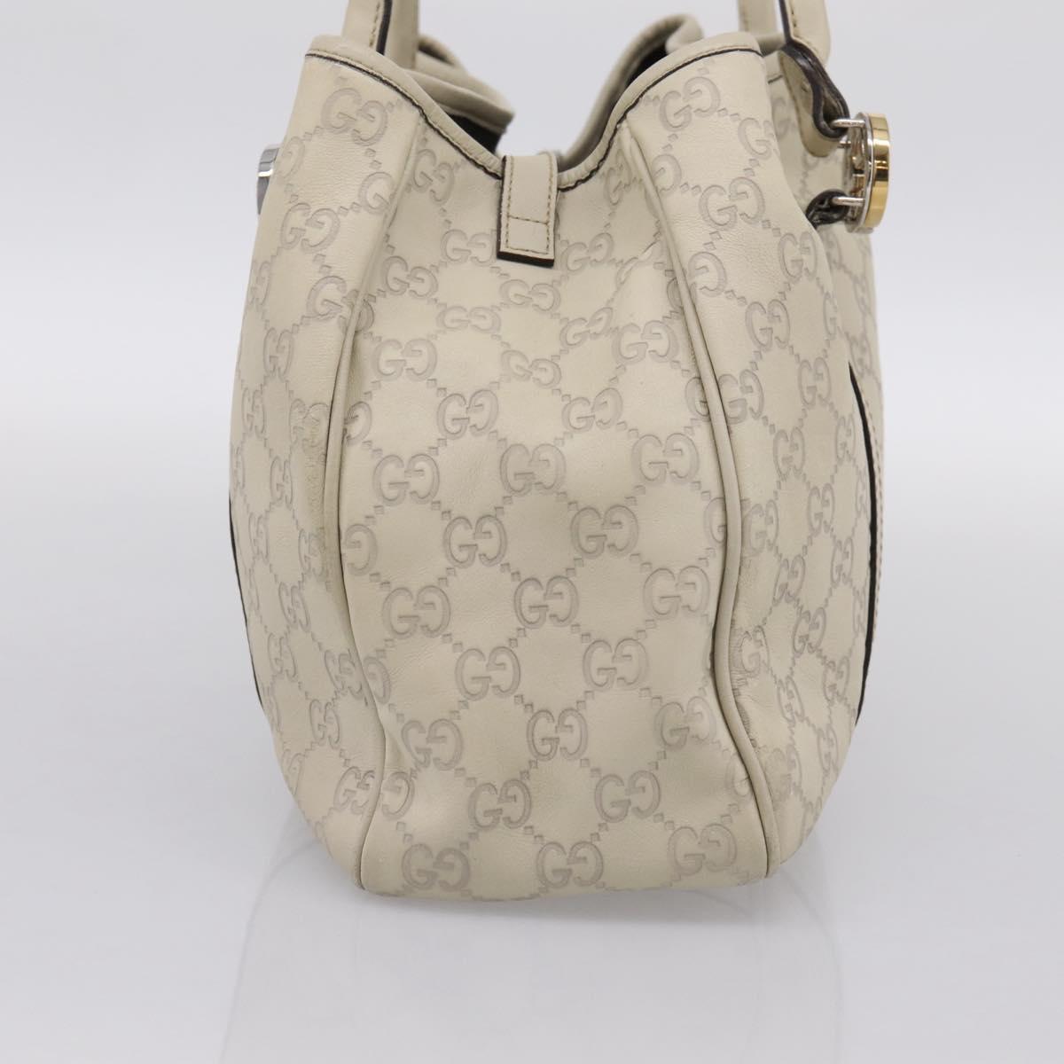 GUCCI GG Canvas Miss GG Guccissima Bag Leather Ivory Silver 232957 Auth 198276V