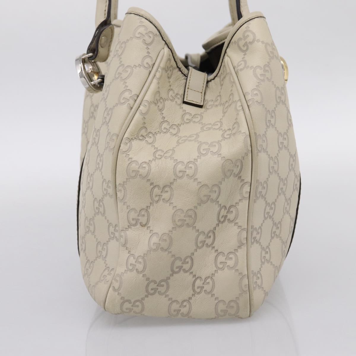 GUCCI GG Canvas Miss GG Guccissima Bag Leather Ivory Silver 232957 Auth 198276V