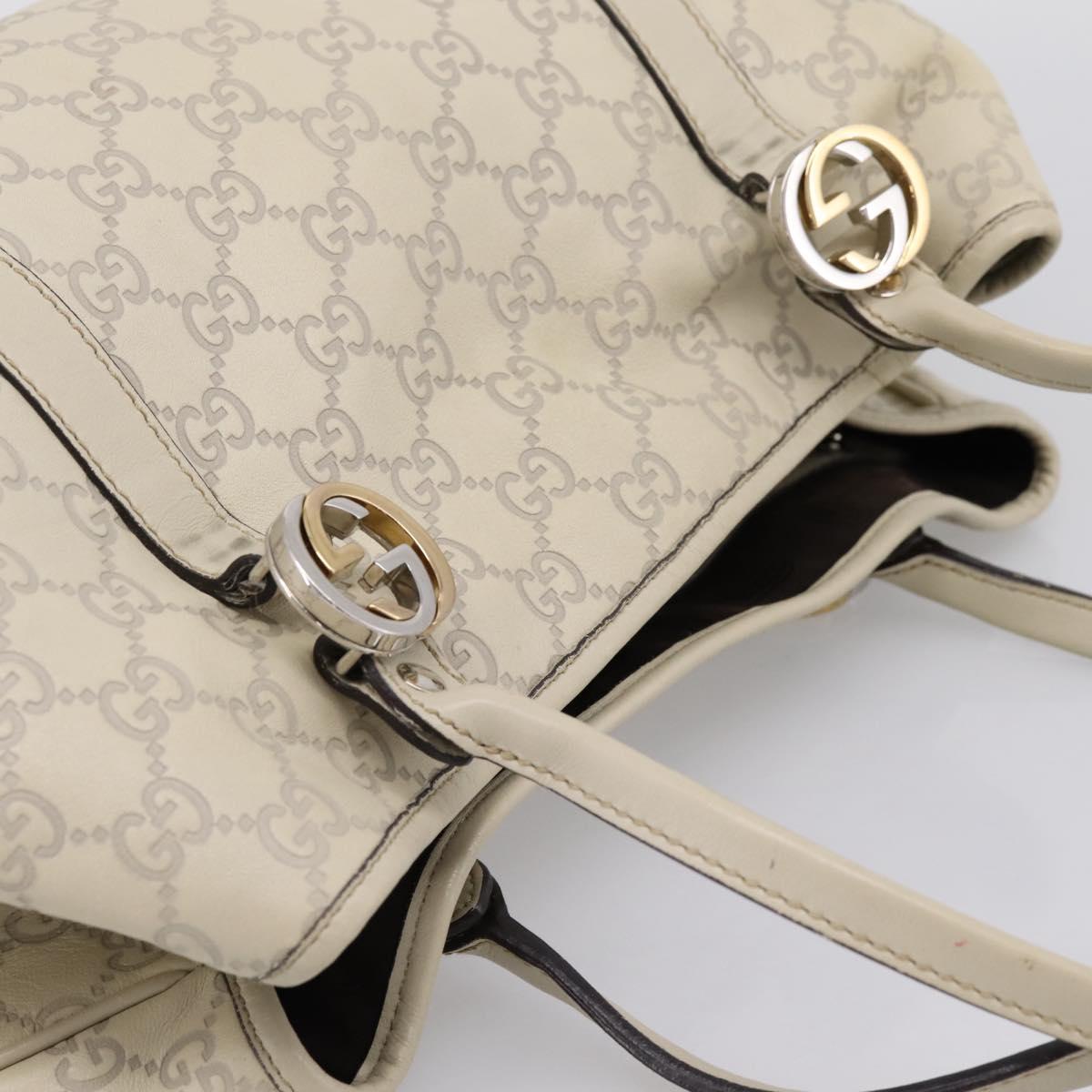 GUCCI GG Canvas Miss GG Guccissima Bag Leather Ivory Silver 232957 Auth 198276V