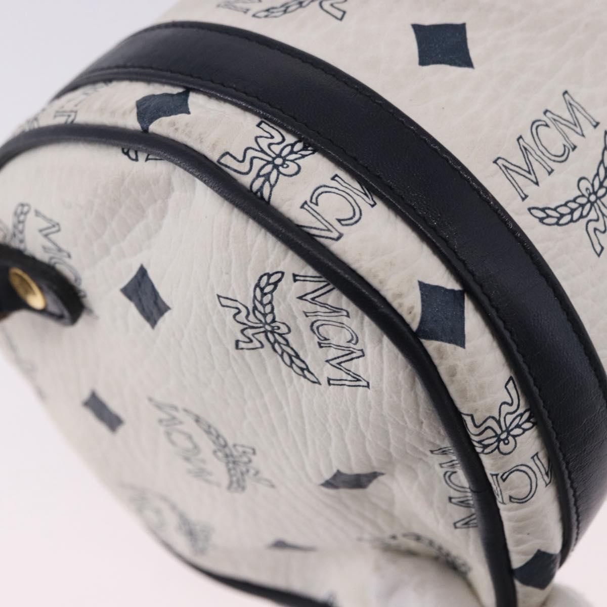 MCM Vicetos Logogram Shoulder Bag PVC White Gold Auth 198277
