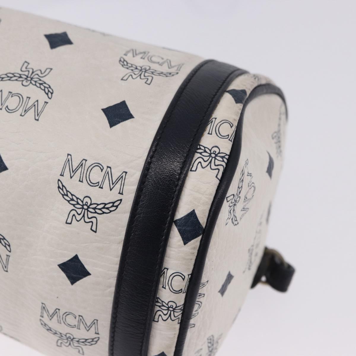 MCM Vicetos Logogram Shoulder Bag PVC White Gold Auth 198277