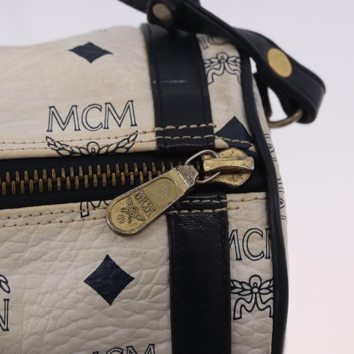 MCM Vicetos Logogram Shoulder Bag PVC White Gold Auth 198277