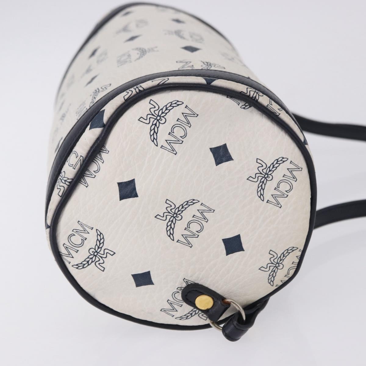 MCM Vicetos Logogram Shoulder Bag PVC White Gold Auth 198277