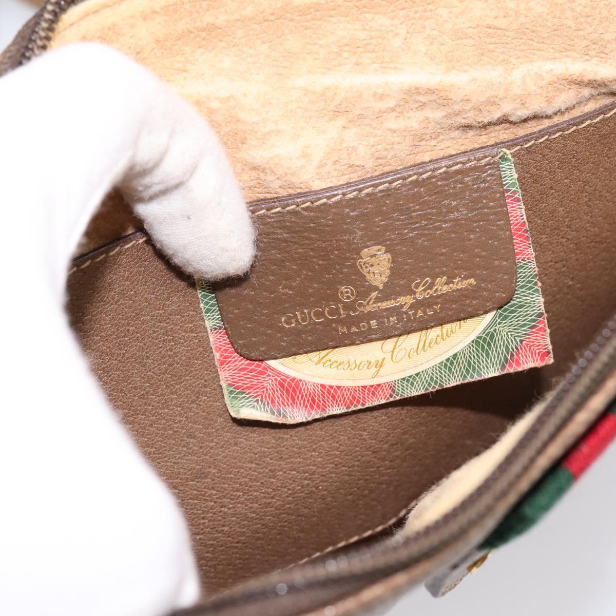 GUCCI GG Supreme Web Sherry Line Bag PVC Beige Gold 68 02 047 Auth 198279