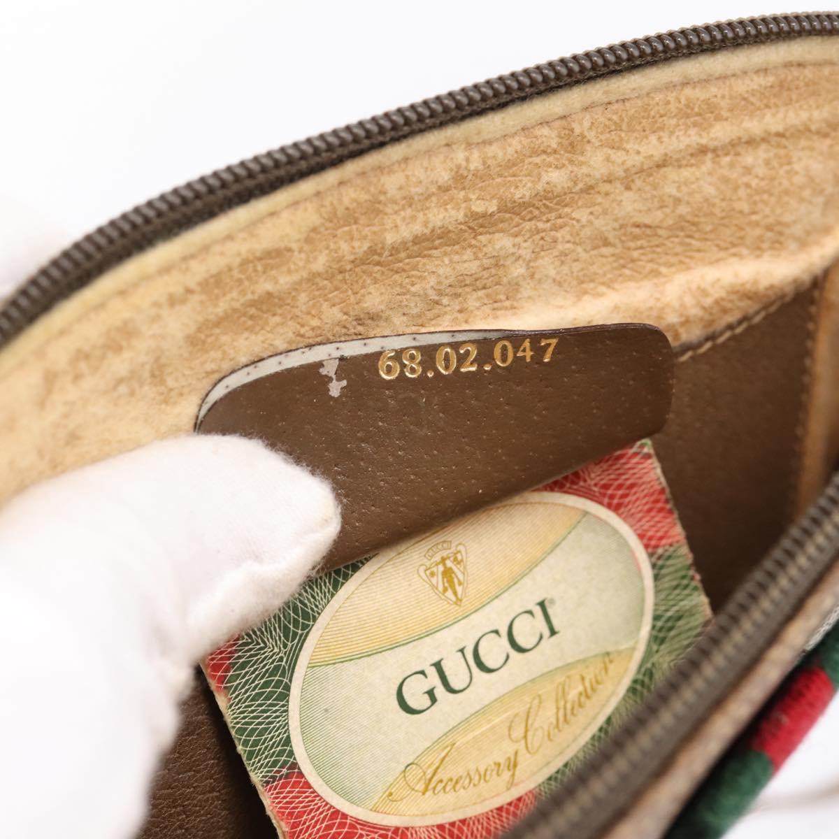 GUCCI GG Supreme Web Sherry Line Bag PVC Beige Gold 68 02 047 Auth 198279