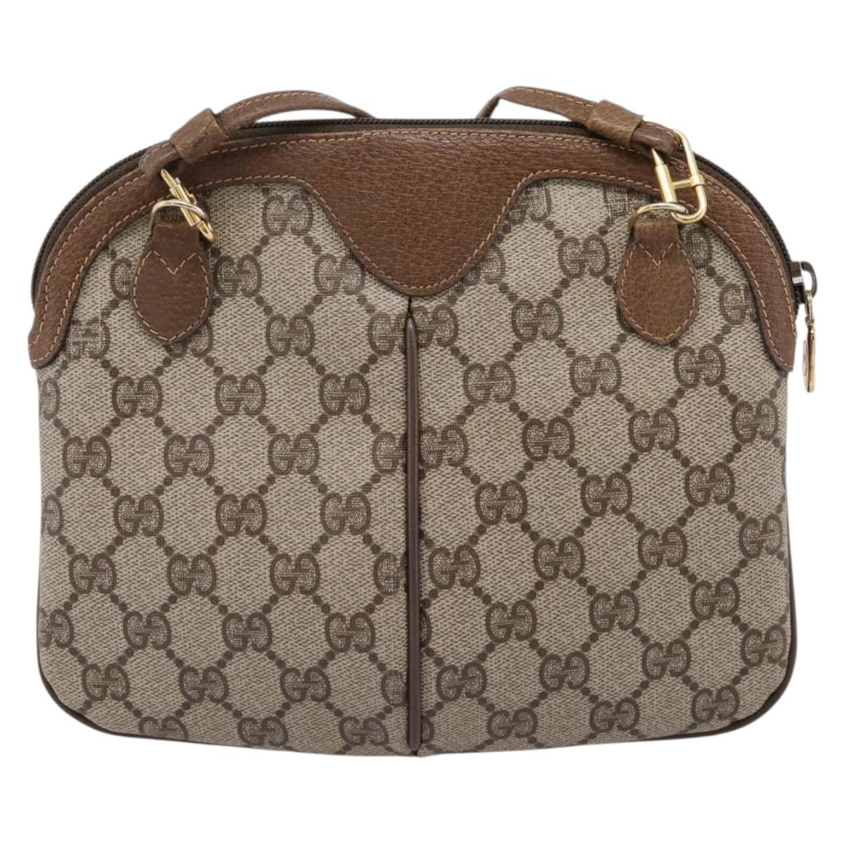 GUCCI GG Supreme Web Sherry Line Bag PVC Beige Gold 68 02 047 Auth 198279