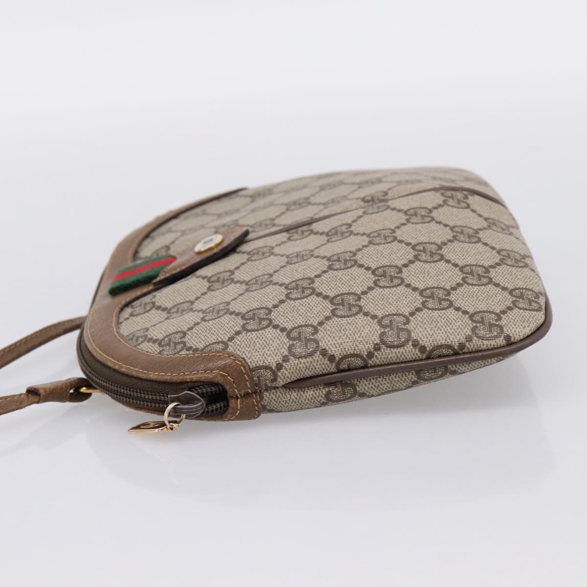 GUCCI GG Supreme Web Sherry Line Bag PVC Beige Gold 68 02 047 Auth 198279