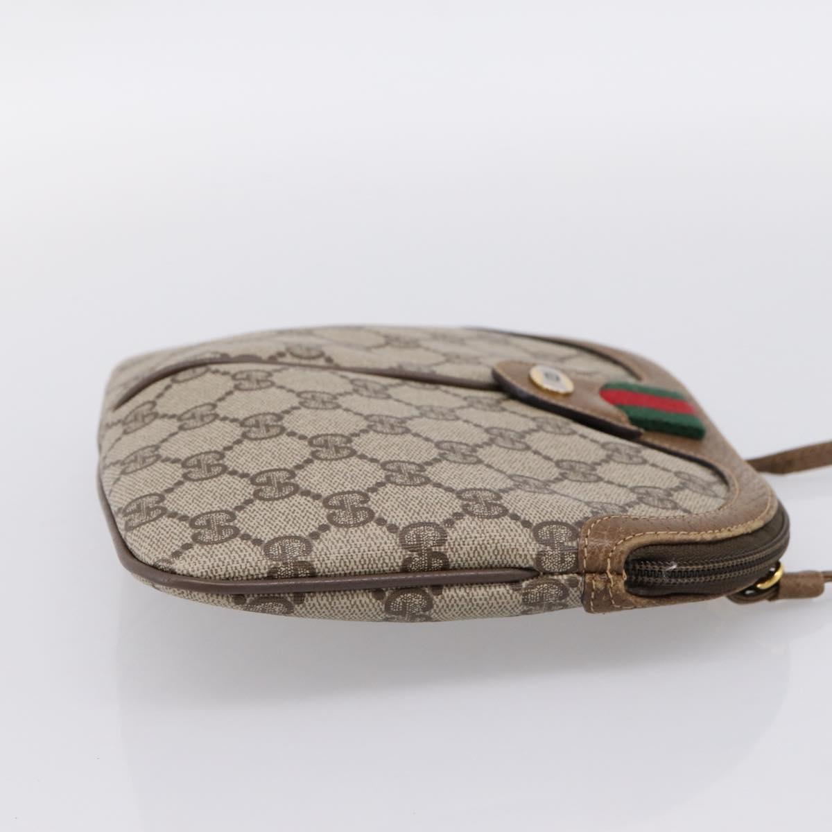 GUCCI GG Supreme Web Sherry Line Bag PVC Beige Gold 68 02 047 Auth 198279
