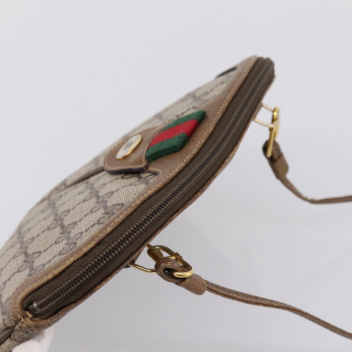 GUCCI GG Supreme Web Sherry Line Bag PVC Beige Gold 68 02 047 Auth 198279