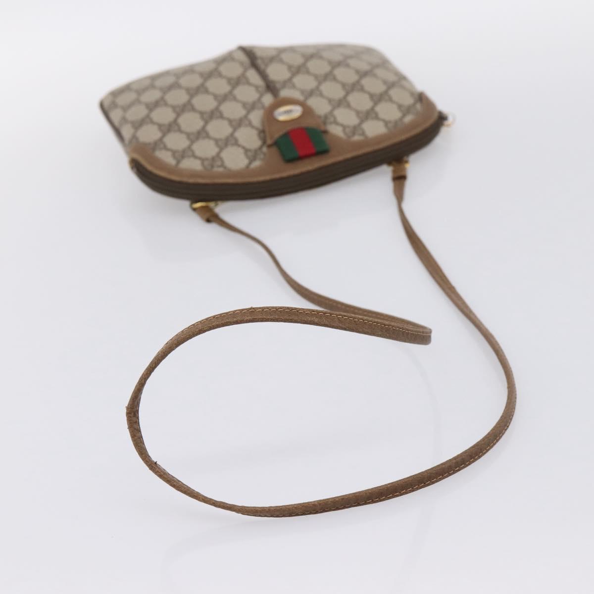 GUCCI GG Supreme Web Sherry Line Bag PVC Beige Gold 68 02 047 Auth 198279
