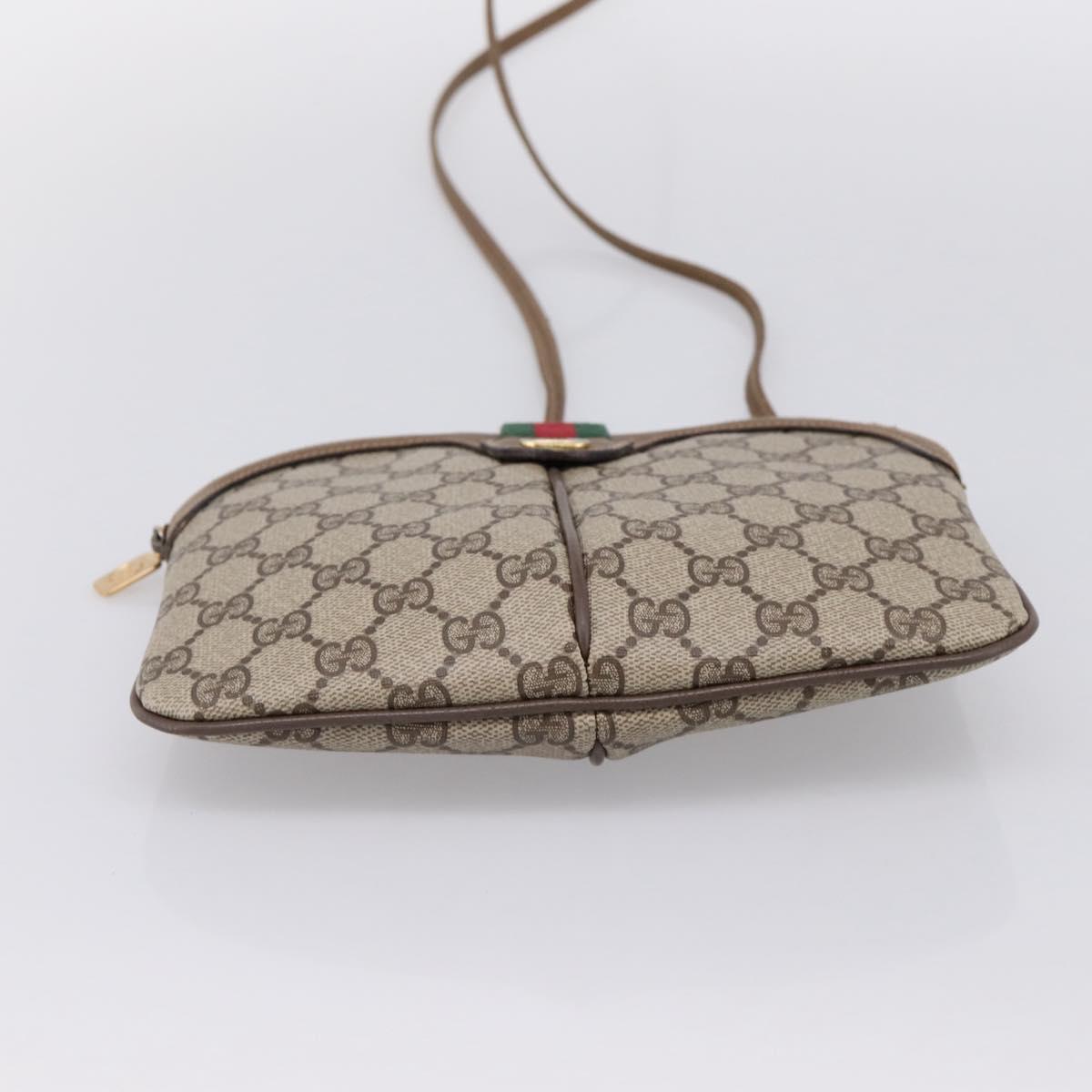 GUCCI GG Supreme Web Sherry Line Bag PVC Beige Gold 68 02 047 Auth 198279
