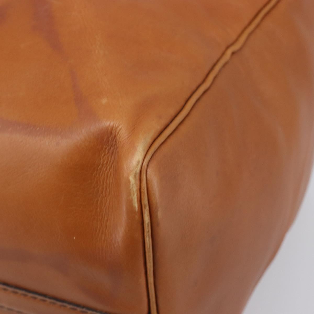 Christian Dior Boston Bag Suede Leather Gold Brown Auth 198280
