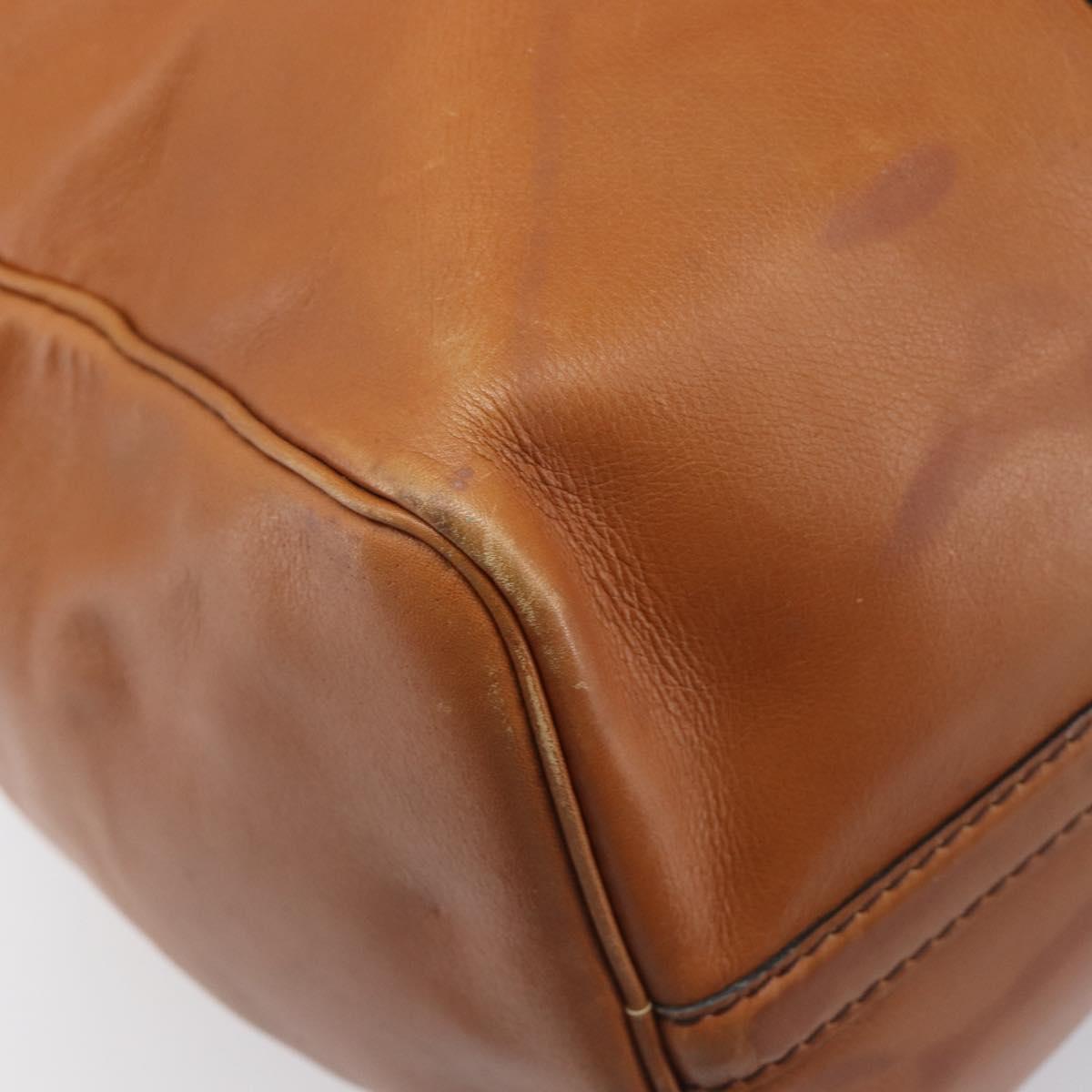 Christian Dior Boston Bag Suede Leather Gold Brown Auth 198280