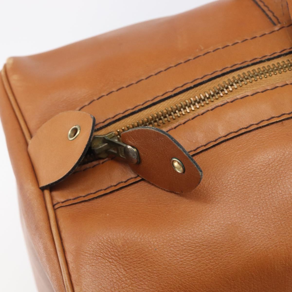 Christian Dior Boston Bag Suede Leather Gold Brown Auth 198280