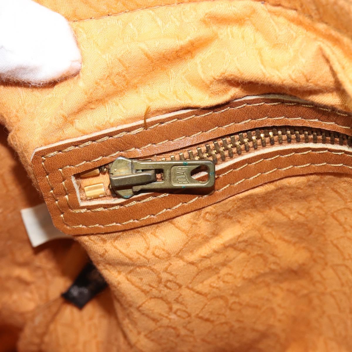 Christian Dior Boston Bag Suede Leather Gold Brown Auth 198280