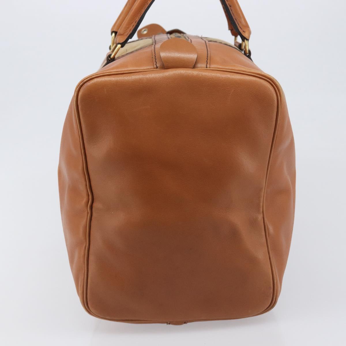Christian Dior Boston Bag Suede Leather Gold Brown Auth 198280