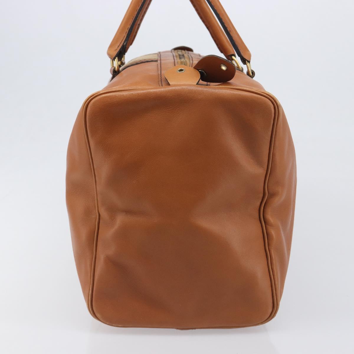 Christian Dior Boston Bag Suede Leather Gold Brown Auth 198280