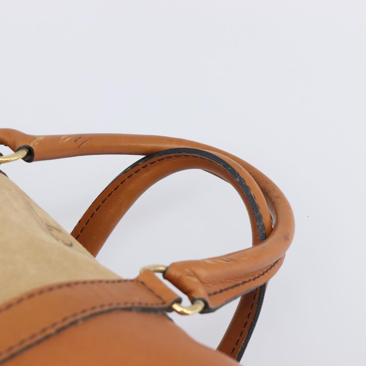 Christian Dior Boston Bag Suede Leather Gold Brown Auth 198280