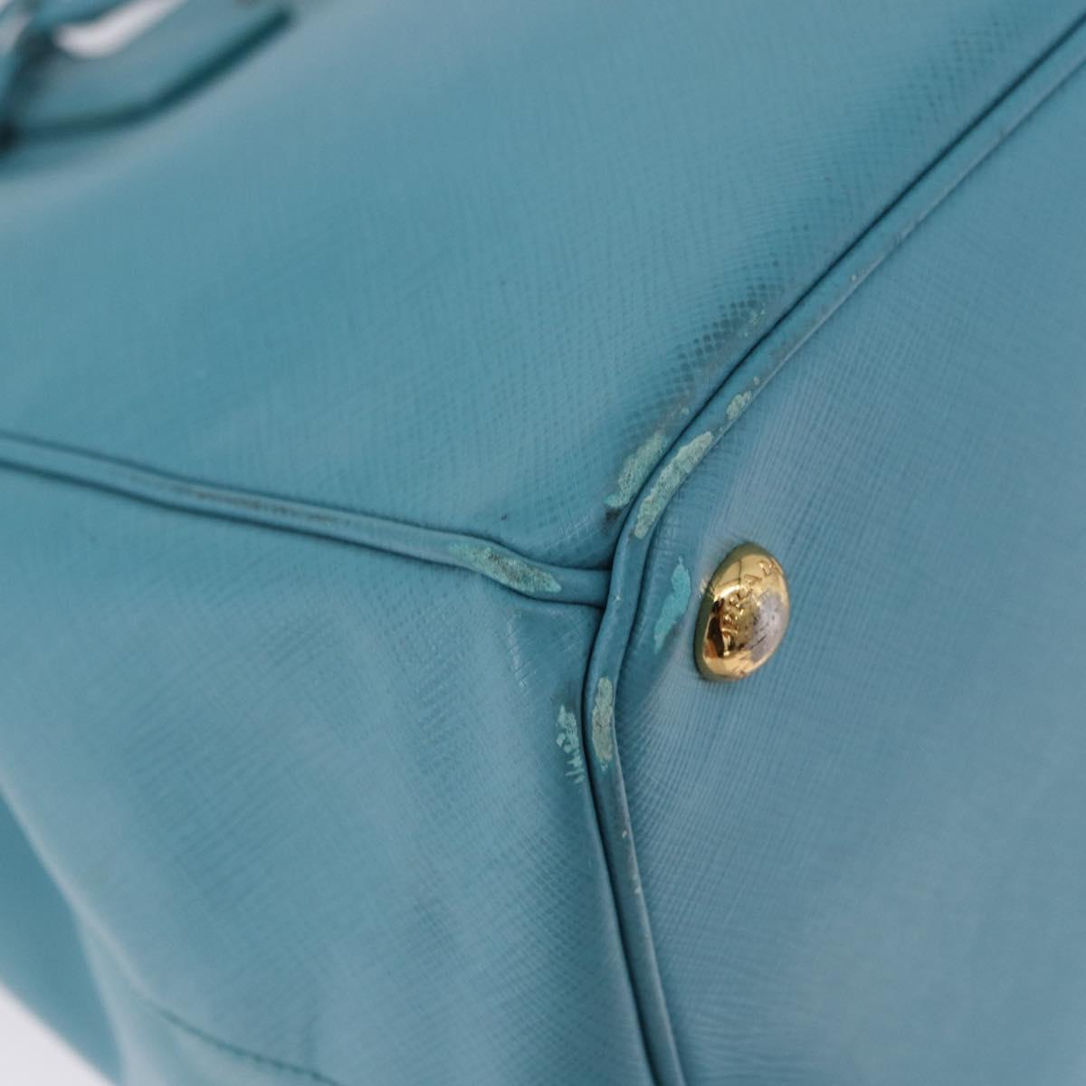 PRADA Galleria Hand Bag Saffiano leather Turquoise Blue Gold Auth 198284V