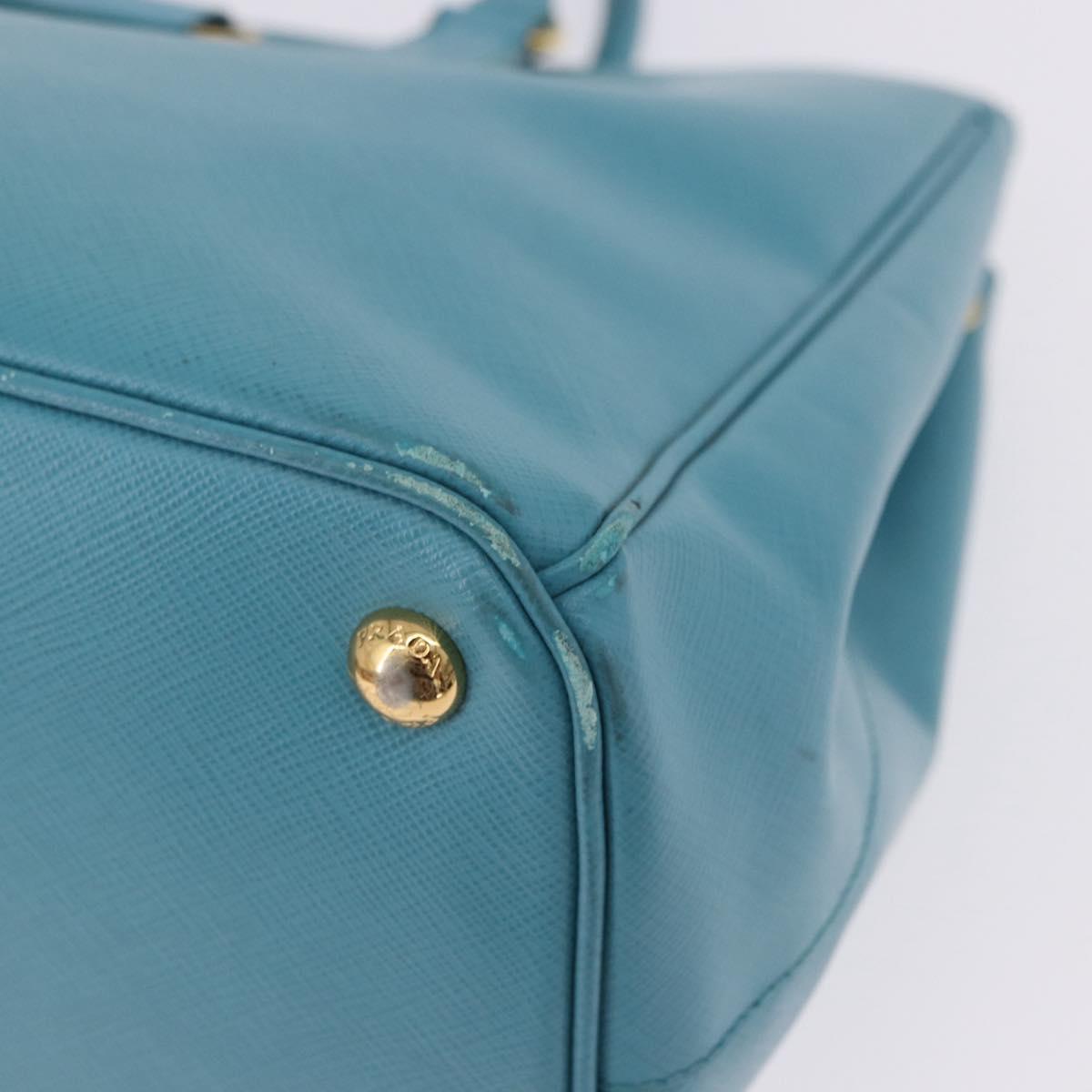 PRADA Galleria Hand Bag Saffiano leather Turquoise Blue Gold Auth 198284V