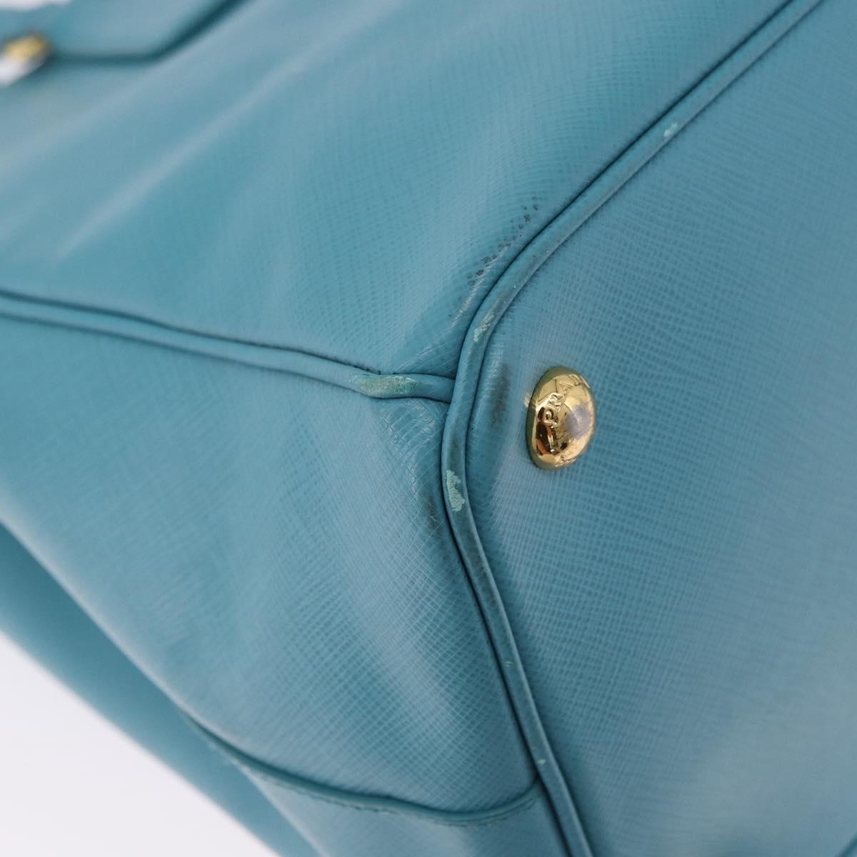PRADA Galleria Hand Bag Saffiano leather Turquoise Blue Gold Auth 198284V