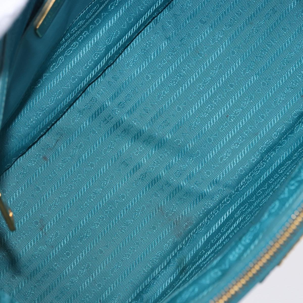 PRADA Galleria Hand Bag Saffiano leather Turquoise Blue Gold Auth 198284V