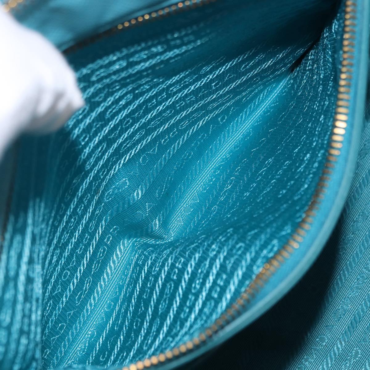 PRADA Galleria Hand Bag Saffiano leather Turquoise Blue Gold Auth 198284V