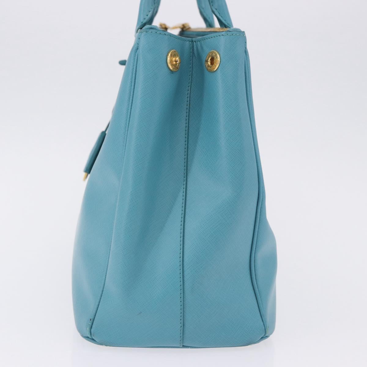 PRADA Galleria Hand Bag Saffiano leather Turquoise Blue Gold Auth 198284V
