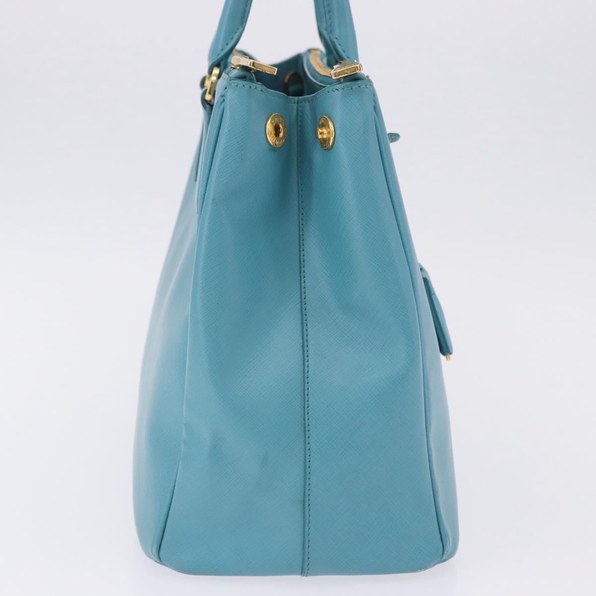 PRADA Galleria Hand Bag Saffiano leather Turquoise Blue Gold Auth 198284V