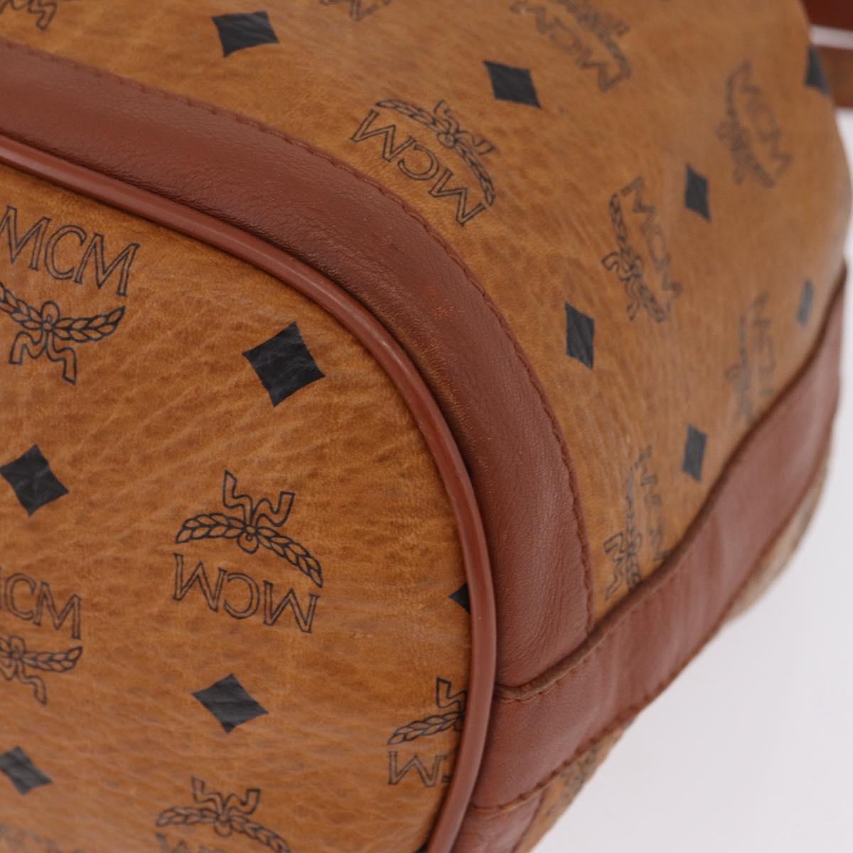 MCM Logogram Vicetos Shoulder Bag PVC Leather Brown Gold Auth 198285