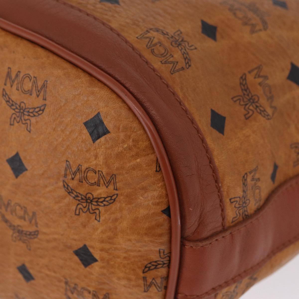 MCM Logogram Vicetos Shoulder Bag PVC Leather Brown Gold Auth 198285